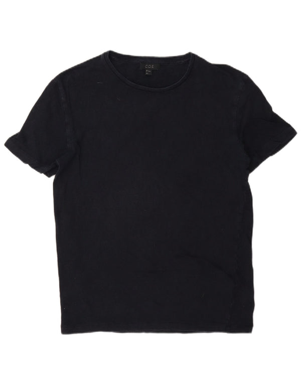 Cos Mens T-Shirt Top Small Navy Blue Linen
