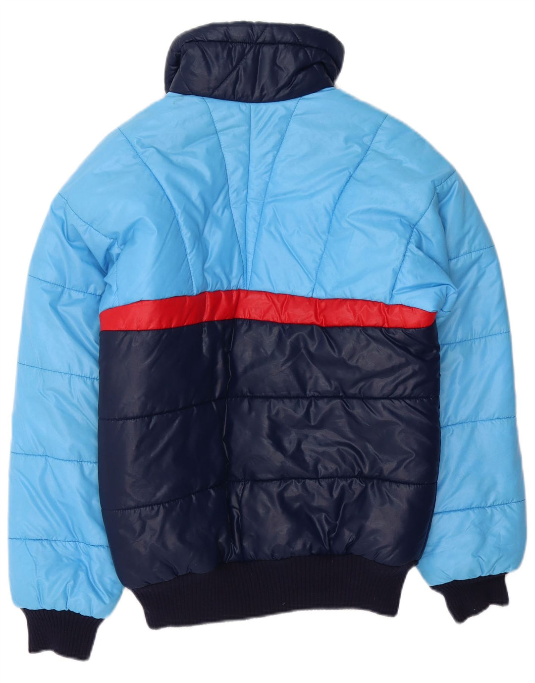 VINTAGE Ανδρικό μπουφάν με επένδυση IT 46 Small Blue Colorblock Πολυαμίδιο