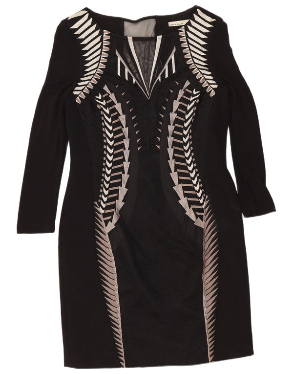 Karen Millen Γυναικείο φόρεμα 3/4 Sleeve Shift UK 14 Medium Black Geometric