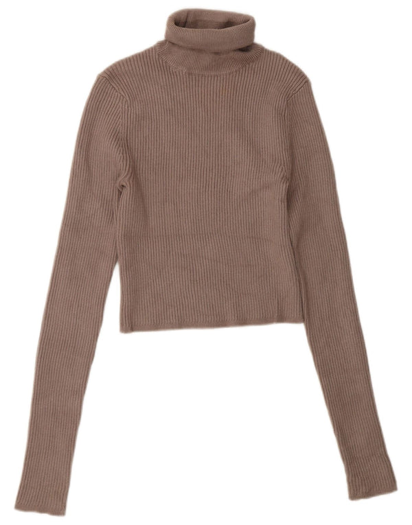 Zara Γυναικείο πουλόβερ με ρολό λαιμόκοψη UK 10 Small Grey Viscose