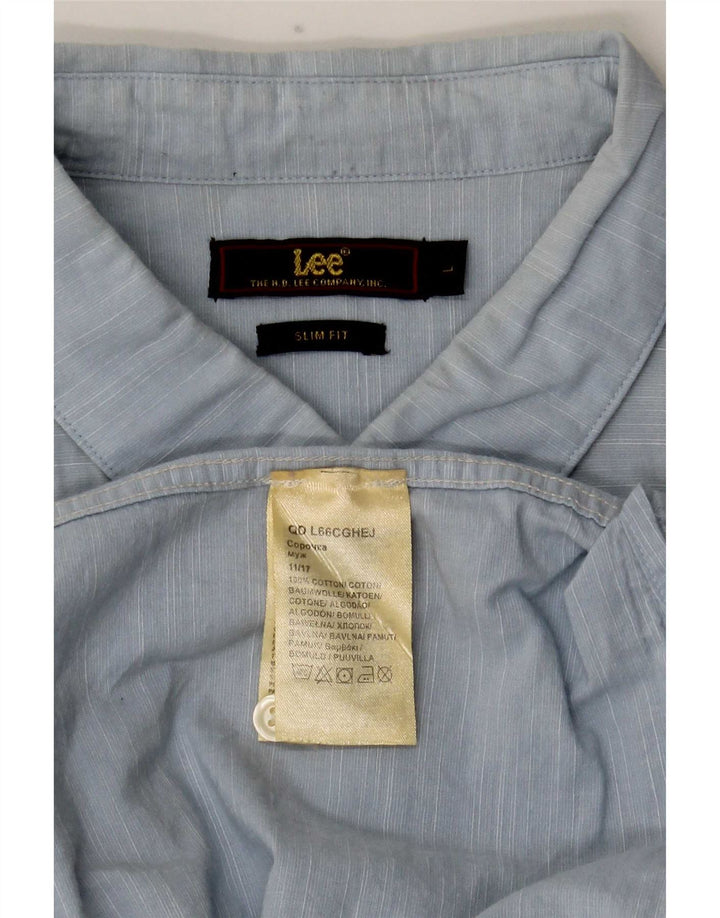 Lee Ανδρικό κοντομάνικο πουκάμισο Slim Fit μεγάλο μπλε βαμβακερό