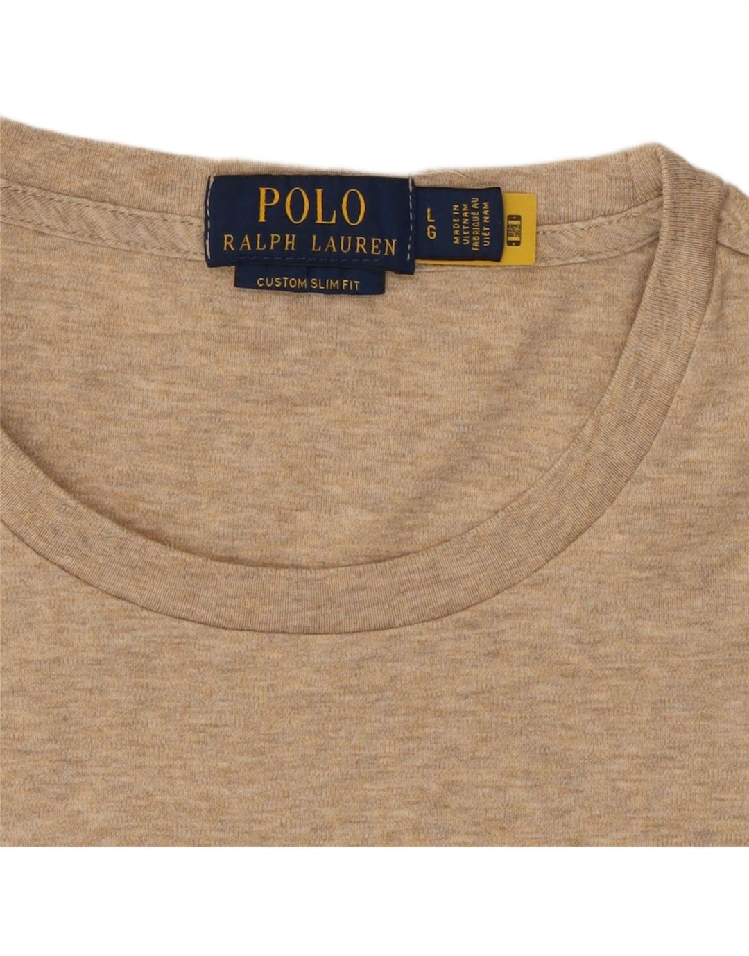 Ανδρικό μπλουζάκι POLO RALPH LAUREN Προσαρμοσμένο slim Fit Top μεγάλο μπεζ