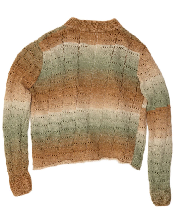 Vintage Γυναικείο ανοιχτό πουλόβερ UK 18 XL καφέ ριγέ