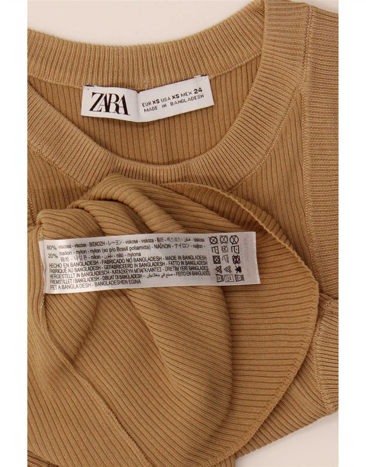 Zara Γυναικείο Γιλέκο Τοπ UK 4 XS Μπεζ βισκόζη