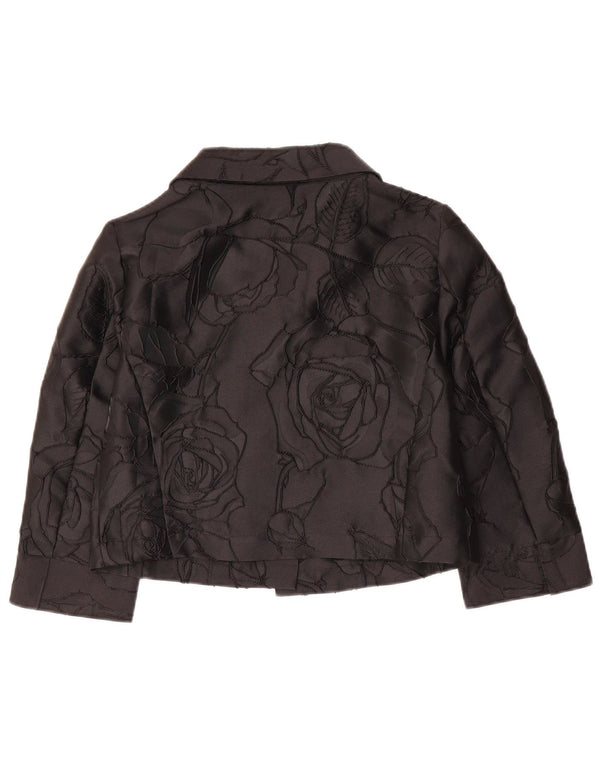 Naracamicie Γυναικεία 3/4 μανίκια Bolero Top UK 8 Small Black Floral Polyester
