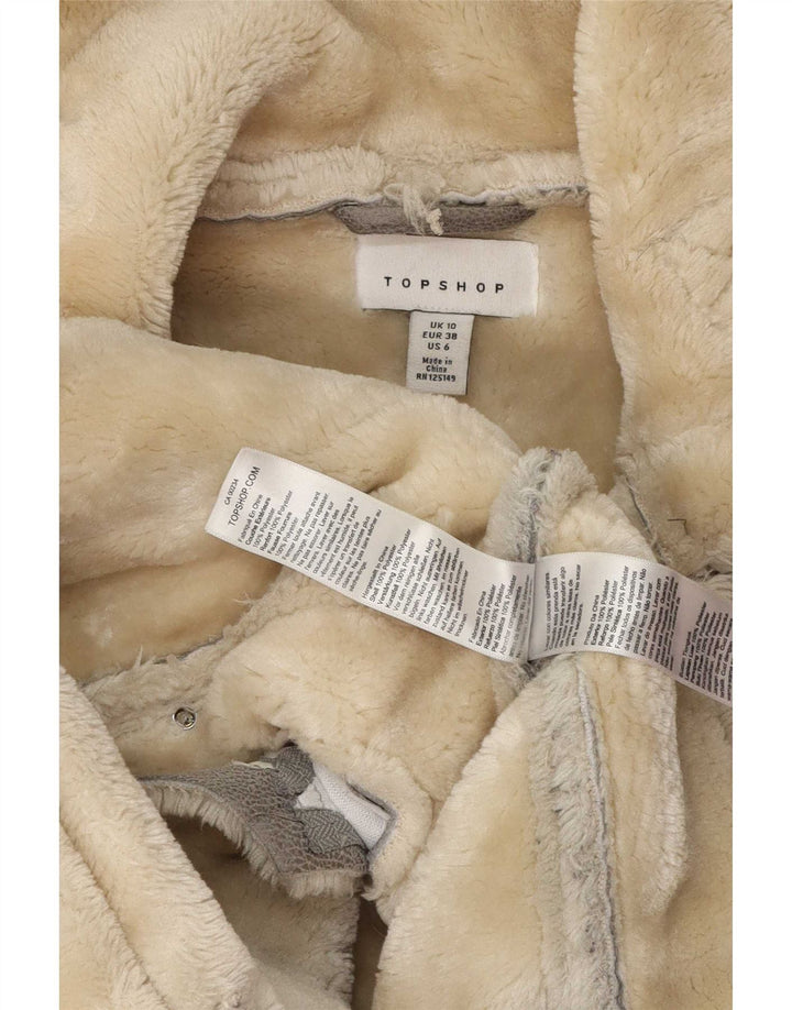 Topshop Γυναικείο Oversized Sherpa Jacket UK 10 Small Grey Polyester
