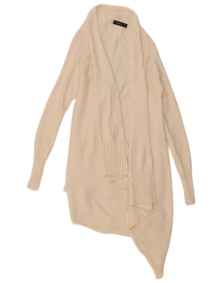 Zara Γυναικείο Longline ανοιχτό πουλόβερ UK 10 Small Beige