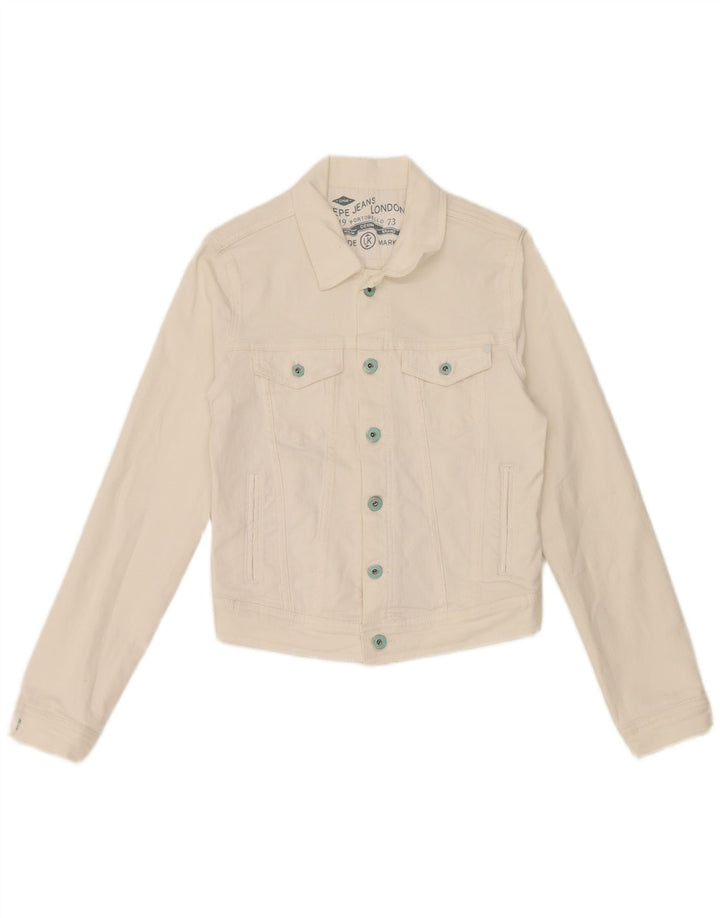 PEPE Jeans Γυναικείο Τζιν Μπουφάν UK 10 Small White