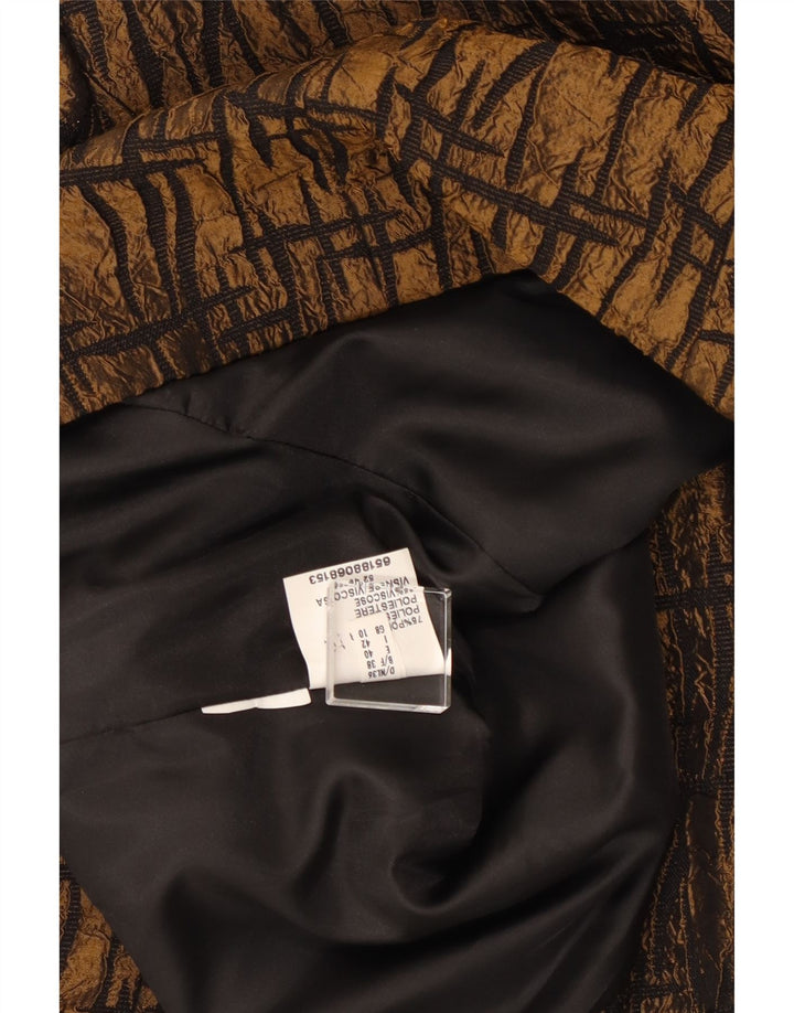 VINTAGE Γυναικείο σακάκι 3/4 μανίκι UK 10 Μικρό καφέ γεωμετρικό