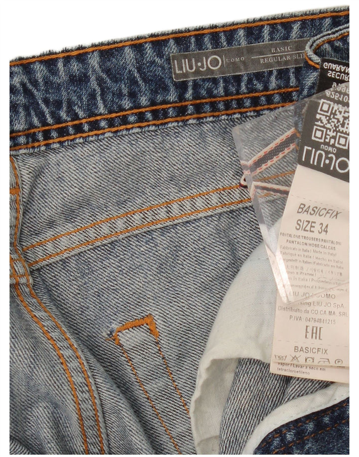 Liu Jo Mens Distressed Regular Slim Jeans W34 L32 Μπλε βαμβακερό