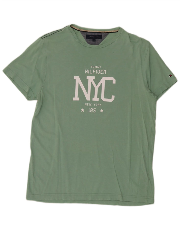 Ανδρικό γραφικό T-Shirt Tommy Hilfiger Top Μεσαίο πράσινο βαμβακερό