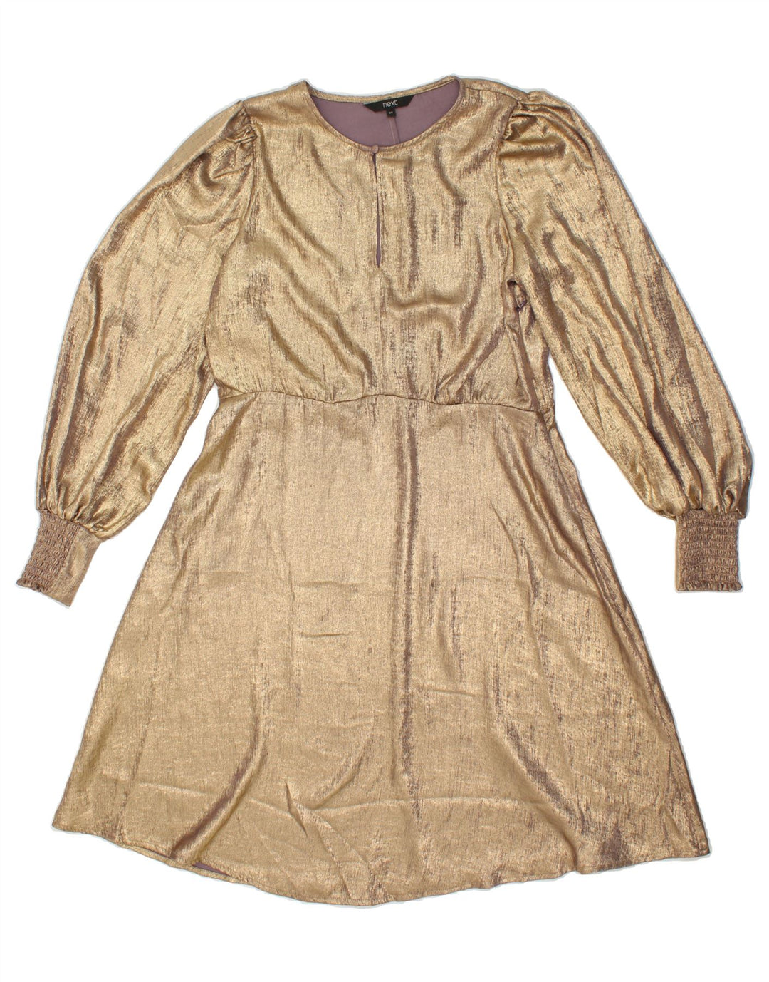 NEXT Womens Long Sleeve A-Line Dress UK 10 Small Gold Vintage Next and Second-Hand Next from Messina Hembry 