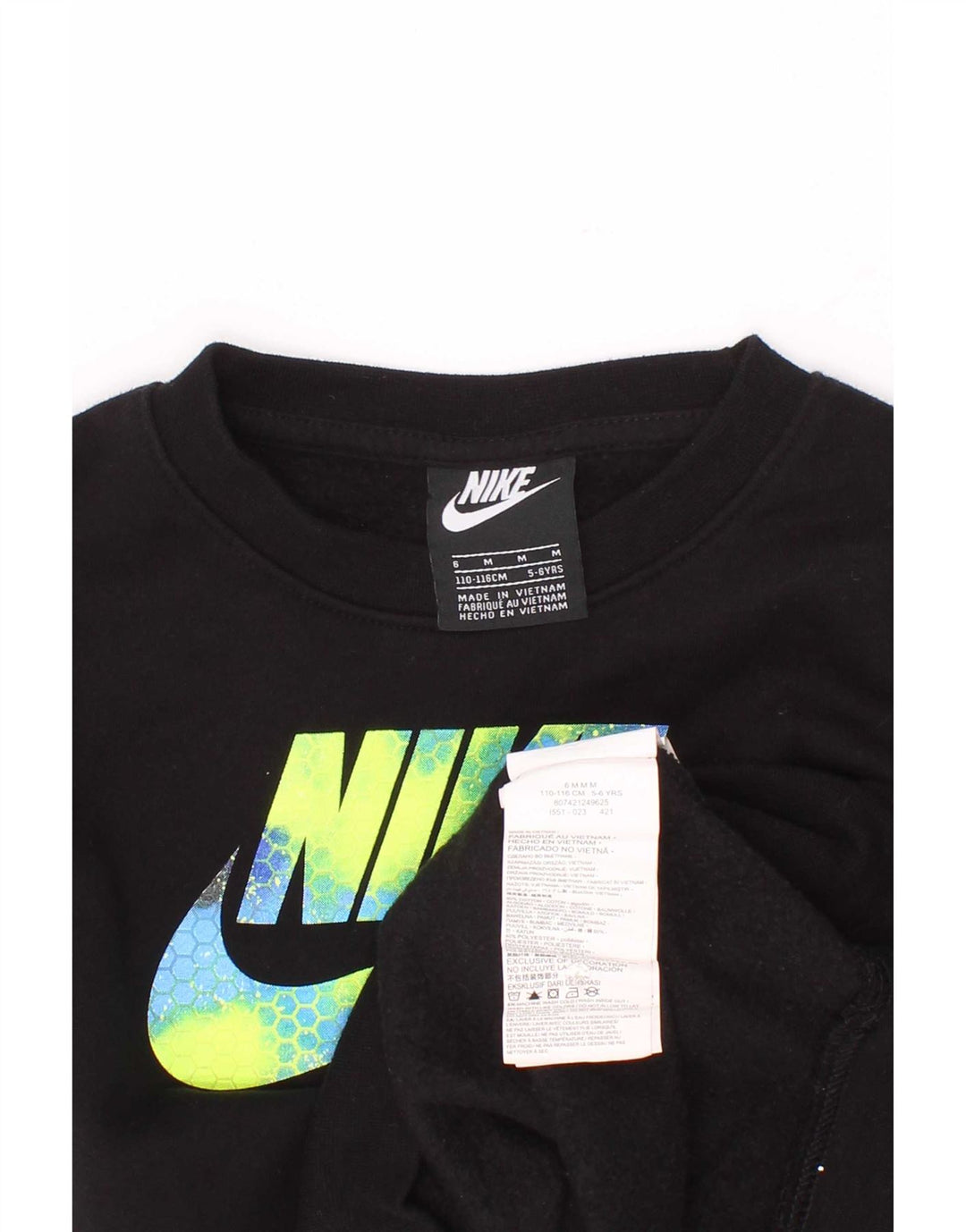 Γραφικό φούτερ Nike Boys Jumper 5-6 ετών Μεσαίο μαύρο βαμβακερό