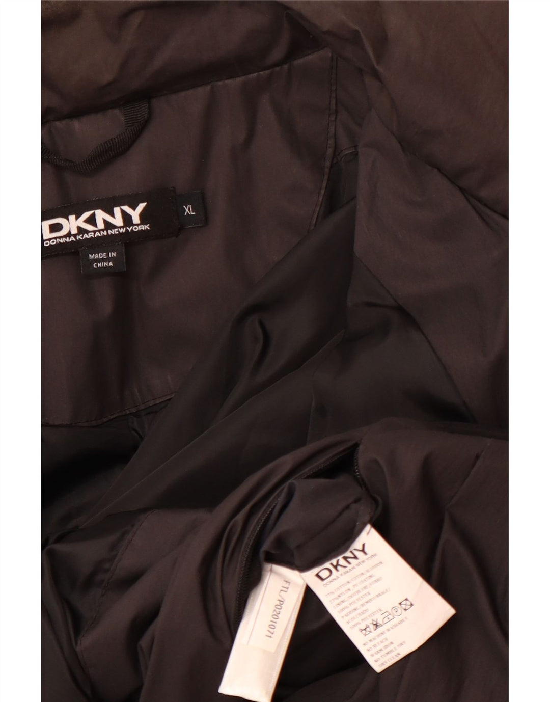 Ανδρικό παλτό με κουκούλα Dkny UK 42 XL Μαύρο βαμβακερό