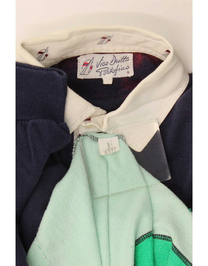 Vintage ανδρικό φούτερ πόλο με λαιμόκοψη Jumper Μεγάλο πολύχρωμο Colourblock