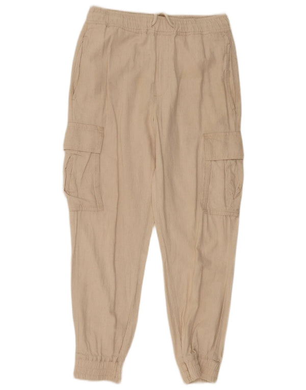 Zara Womens Crop Joggers Cargo Παντελόνι Small W30 L25 Off White