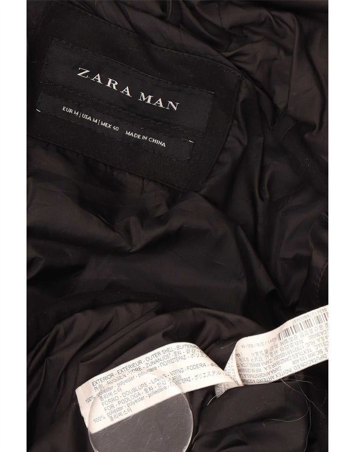 Zara Ανδρικό μπουφάν με κουκούλα με επένδυση UK 38 μεσαίο μαύρο πολυεστέρα