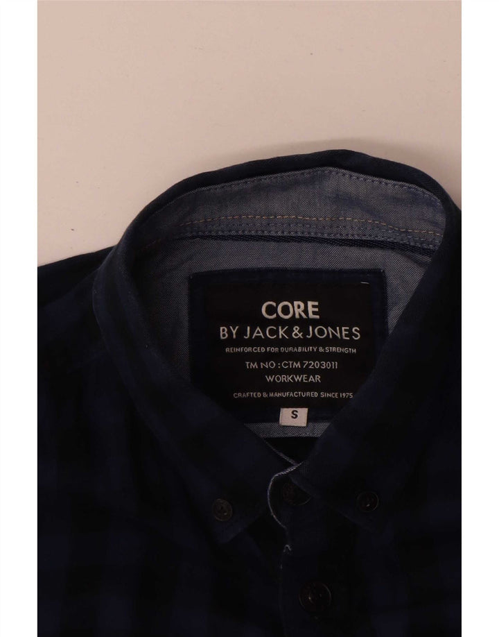 Jack & Jones Ανδρικά ρούχα εργασίας πουκάμισο Μικρό Navy Blue Gingham Cotton