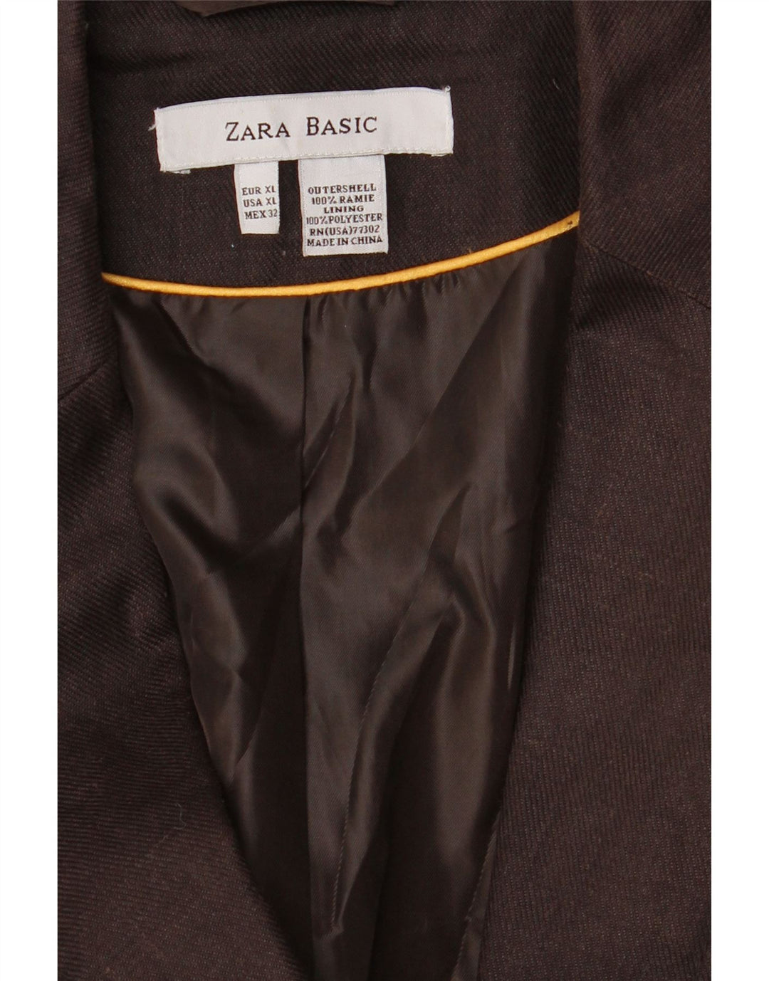 Zara Γυναικείο Μπουφάν 1 Κουμπί Blazer UK 18 XL Brown Ramie
