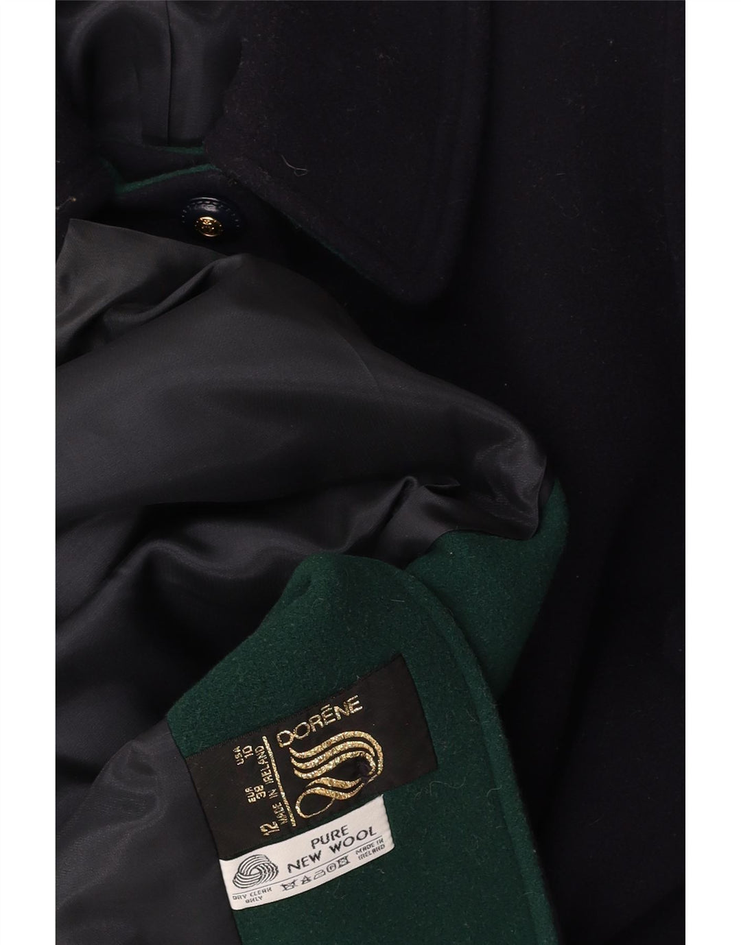 DORENE Γυναικείο Πανωφόρι UK 12 Medium Navy Blue Wool