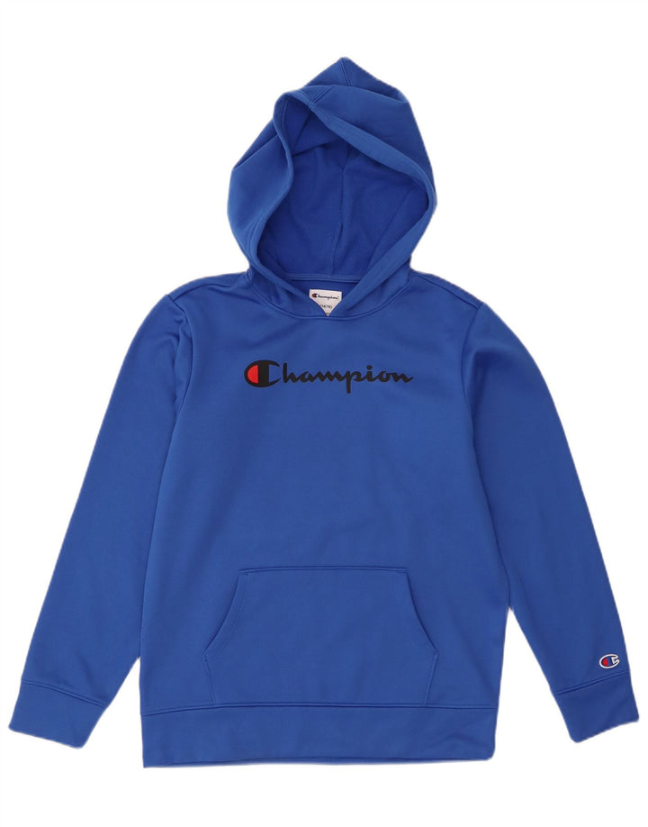 Champion Boys Graphic Hoodie Jumper 14-15 Years Large Blue Polyester