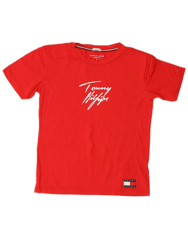 Tommy Hilfiger Γυναικείο γραφικό T-Shirt Top UK 6 XS Red Cotton