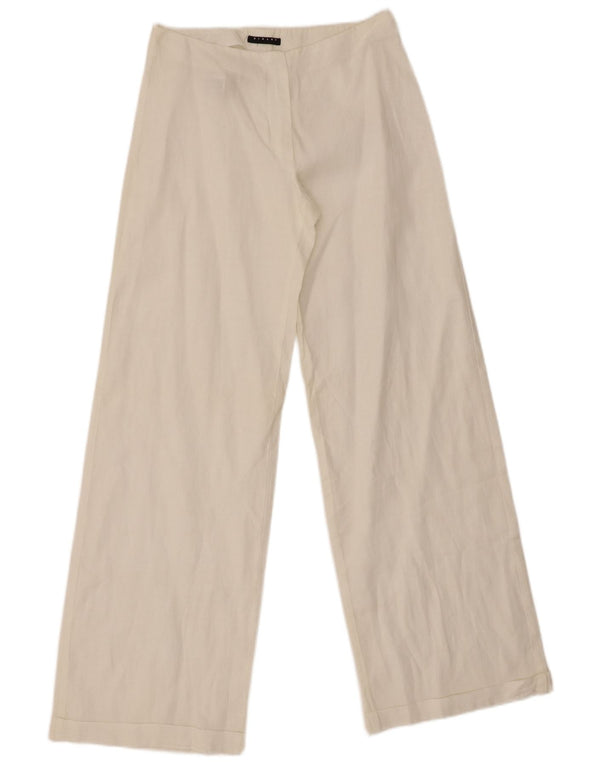 Sisley γυναικείο φαρδύ παντελόνι casual IT 38 XS W26 L29 White Flax