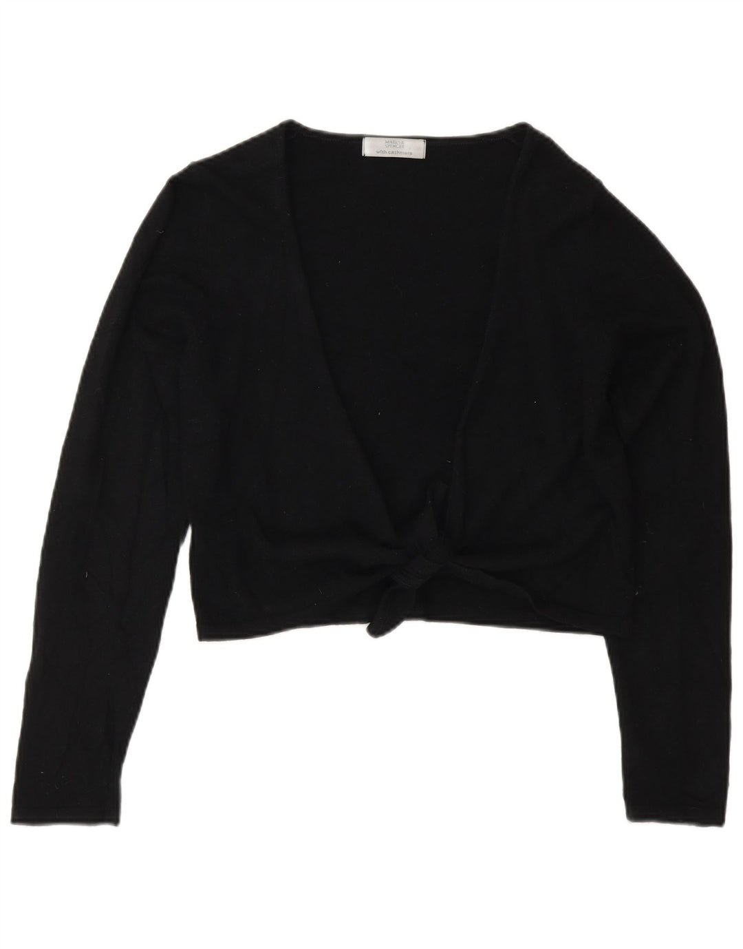 Marks & Spencer Γυναικείο πουλόβερ Crop Cardigan UK 10 Small Black Viscose