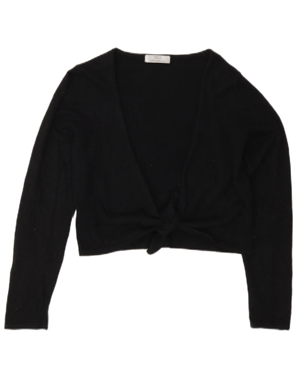 Marks & Spencer Γυναικείο πουλόβερ Crop Cardigan UK 10 Small Black Viscose