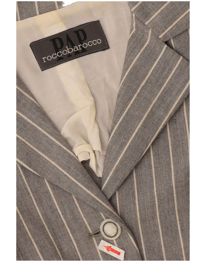 Roccobarocco Γυναικείο σακάκι με 4 κουμπιά σακάκι UK 10 Small Grey Pinstripe
