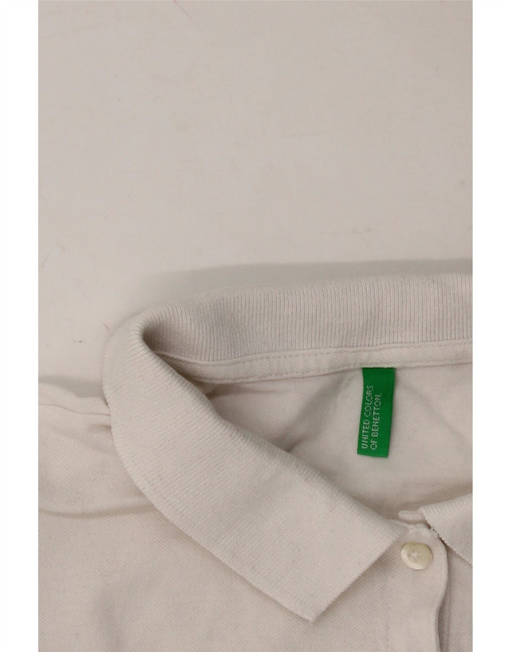 BENETTON Womens Polo Shirt UK 12 Medium White Vintage Benetton and Second-Hand Benetton from Messina Hembry 
