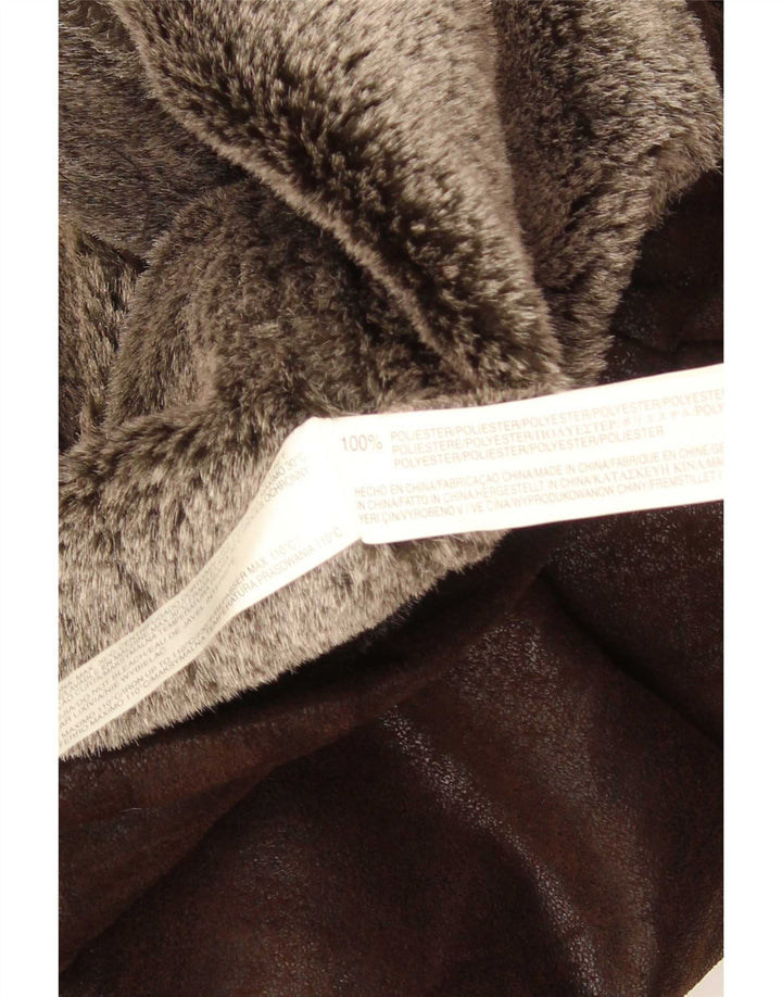 Vintage Ανδρικό δερμάτινο μπουφάν UK 36 Small Brown Colourblock Πολυεστέρας