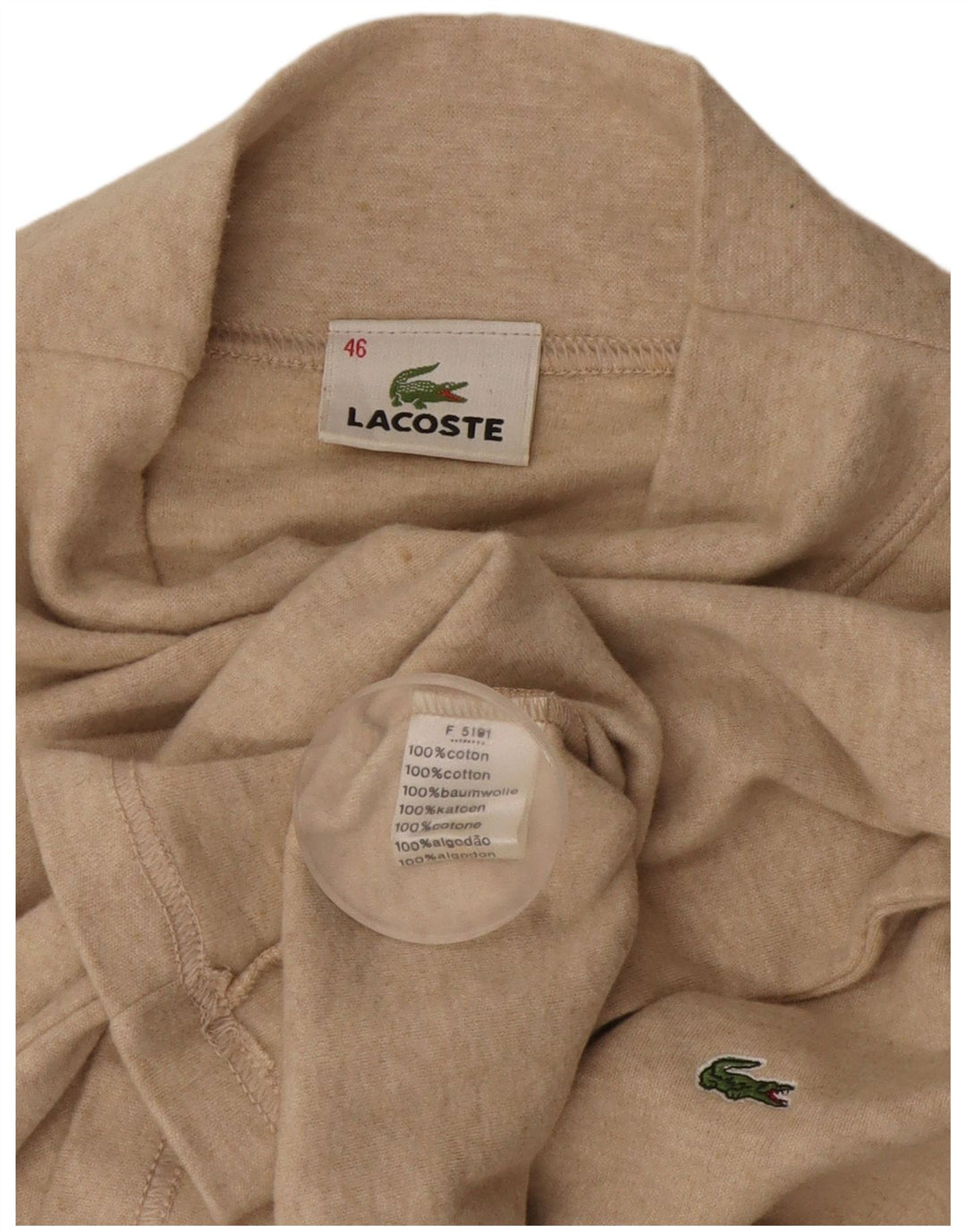 Lacoste Γυναικείο τοπ μακρυμάνικο νούμερο 46 XL μπεζ βαμβακερό