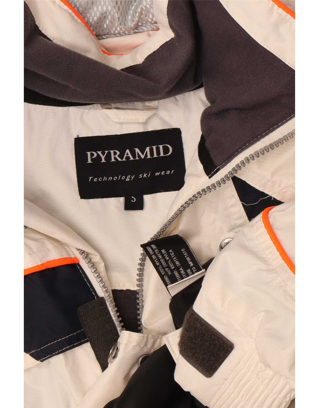 Pyramid ανδρικό μπουφάν σκι με κουκούλα UK 36 Small White Colourblock Nylon