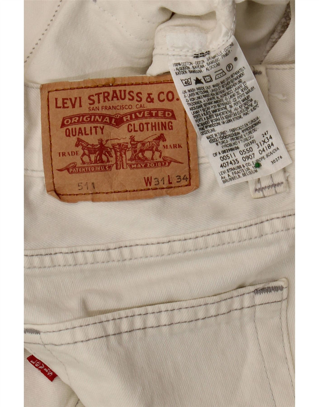LEVI'S Ανδρικό 511 Slim Jeans W31 L34 Off White Βαμβακερό