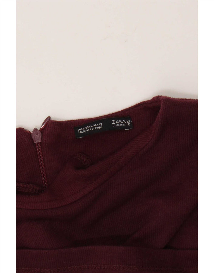 Zara Γυναικείο Jumper Φόρεμα UK 12 Medium Maroon