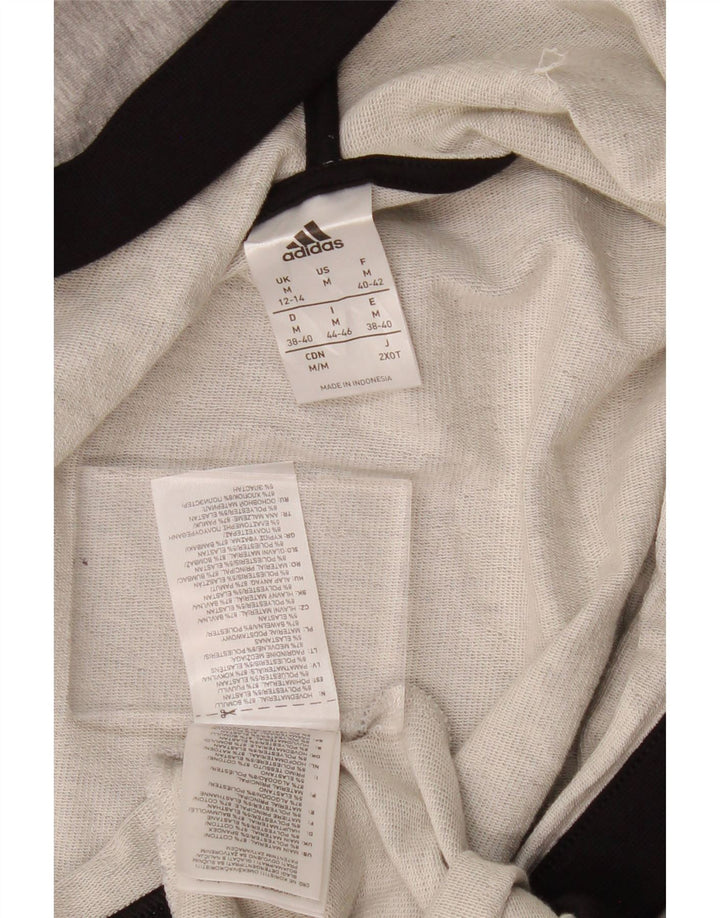 Γυναικείο πουλόβερ ADIDAS με κουκούλα ζακέτα UK 12/14 Medium Grey Colourblock