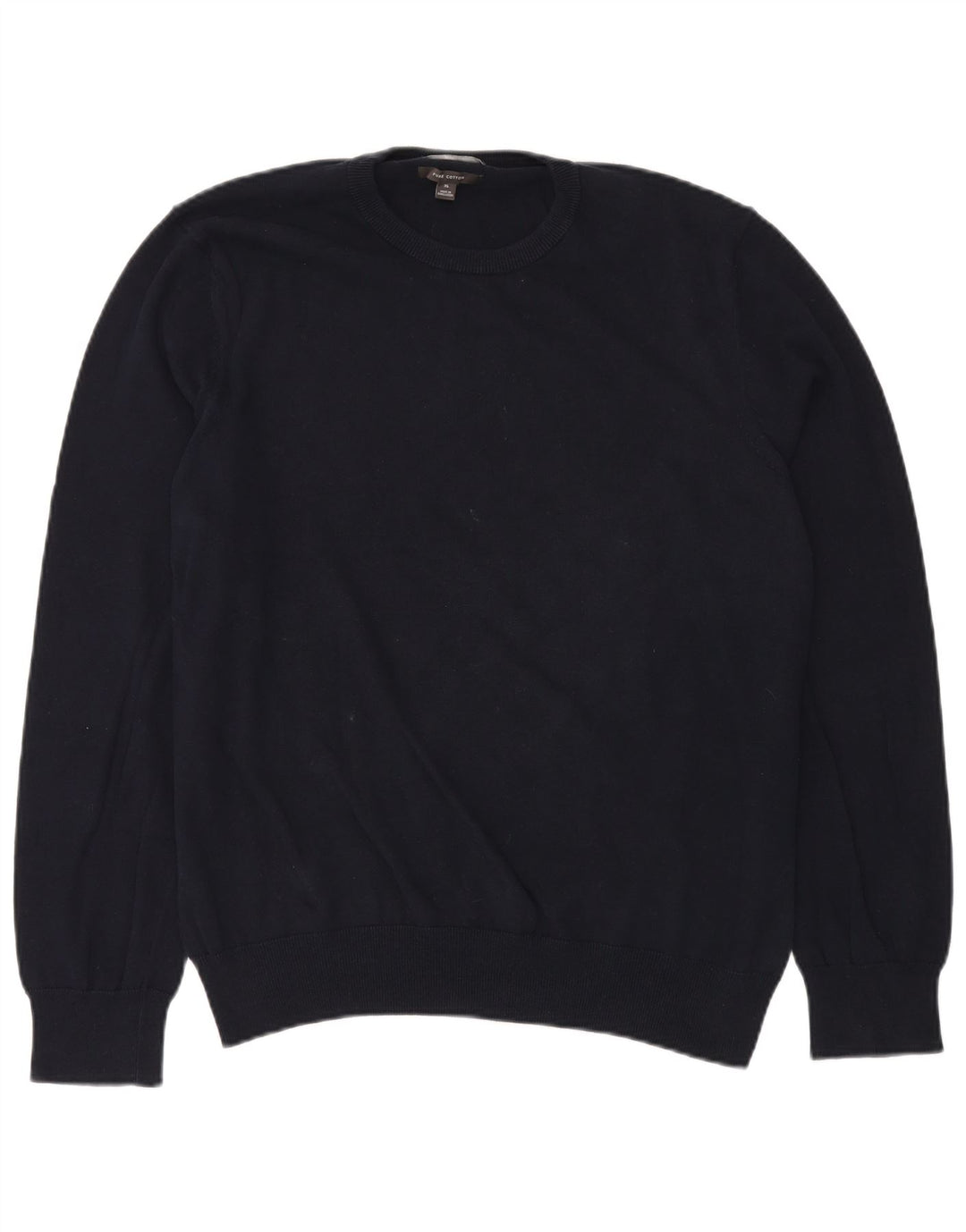 MARKS & SPENCER Ανδρικό πουλόβερ με λαιμόκοψη XL Navy Blue Cotton