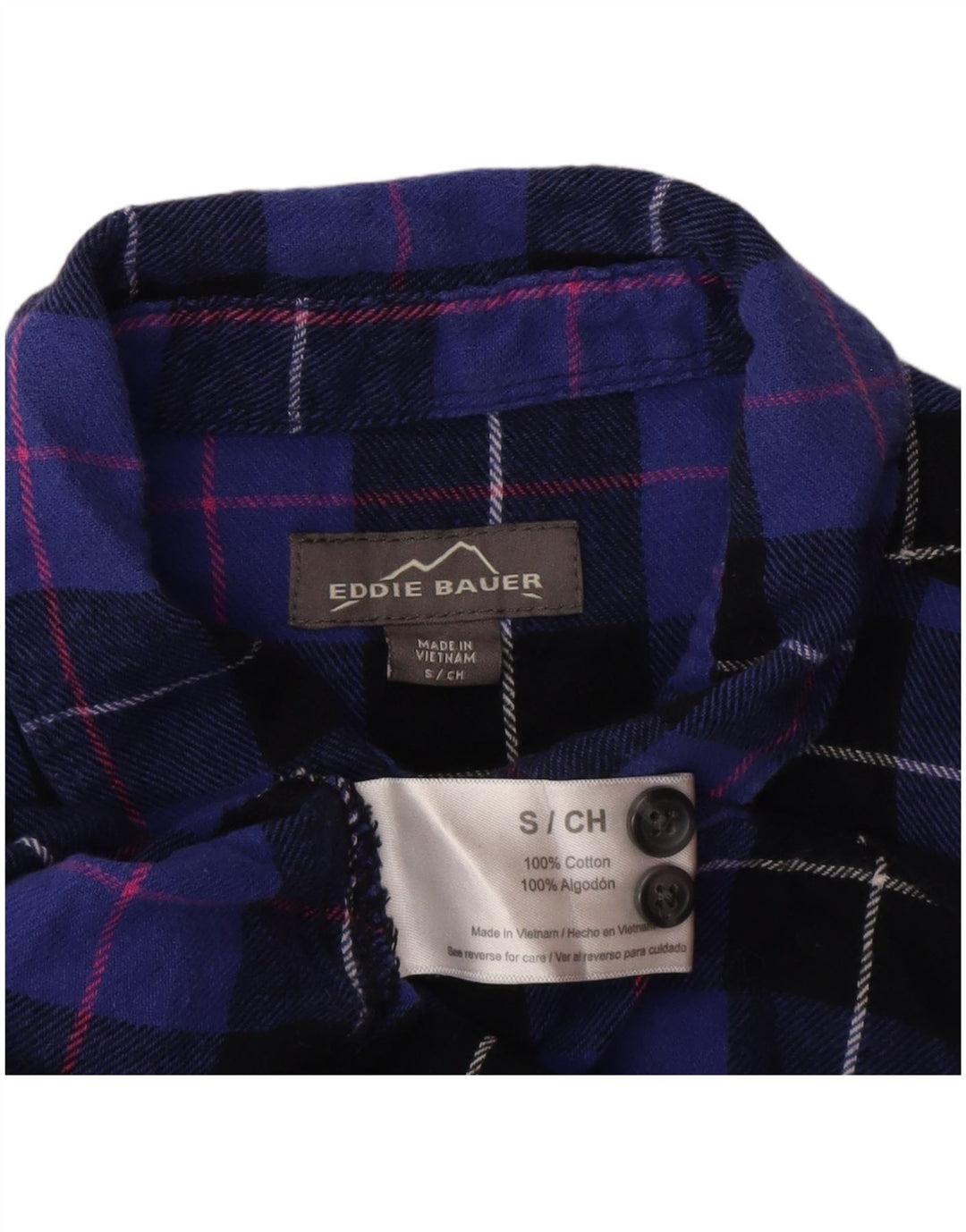 Eddie Bauer Γυναικείο φανελένιο πουκάμισο UK 10 Small Purple Check Cotton
