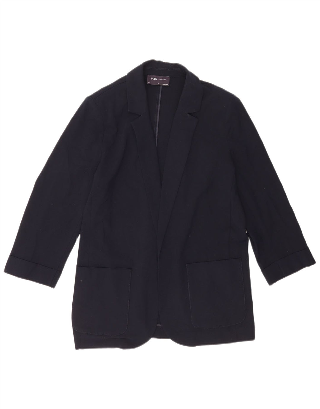 Marks & Spencer Γυναικείο μπουφάν ανοιχτό 3/4 μανίκι UK 12 Medium Navy Blue