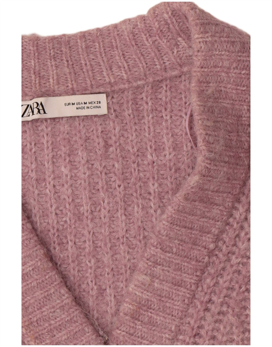 Zara Γυναικείο πουλόβερ με ζακέτα UK 14 Medium Pink Polyester