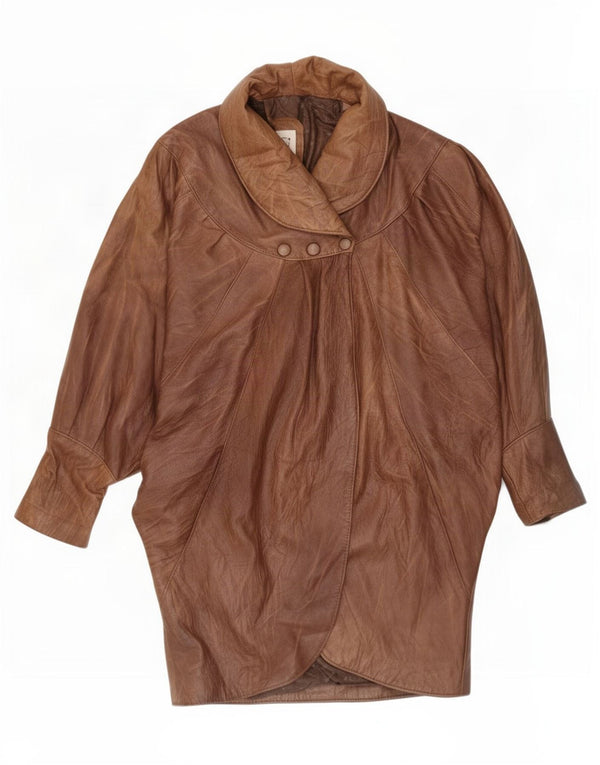 Vintage γυναικείο δερμάτινο παλτό UK 16 Large Brown