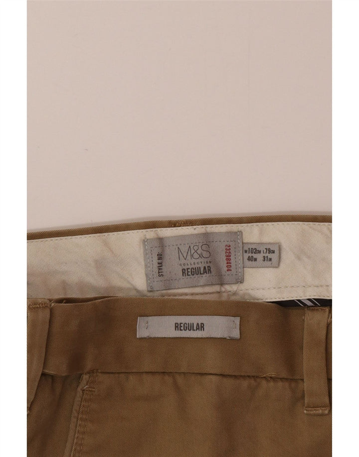 Marks & Spencer Ανδρικό παντελόνι Chino Regular W40 L31 Καφέ βαμβακερό