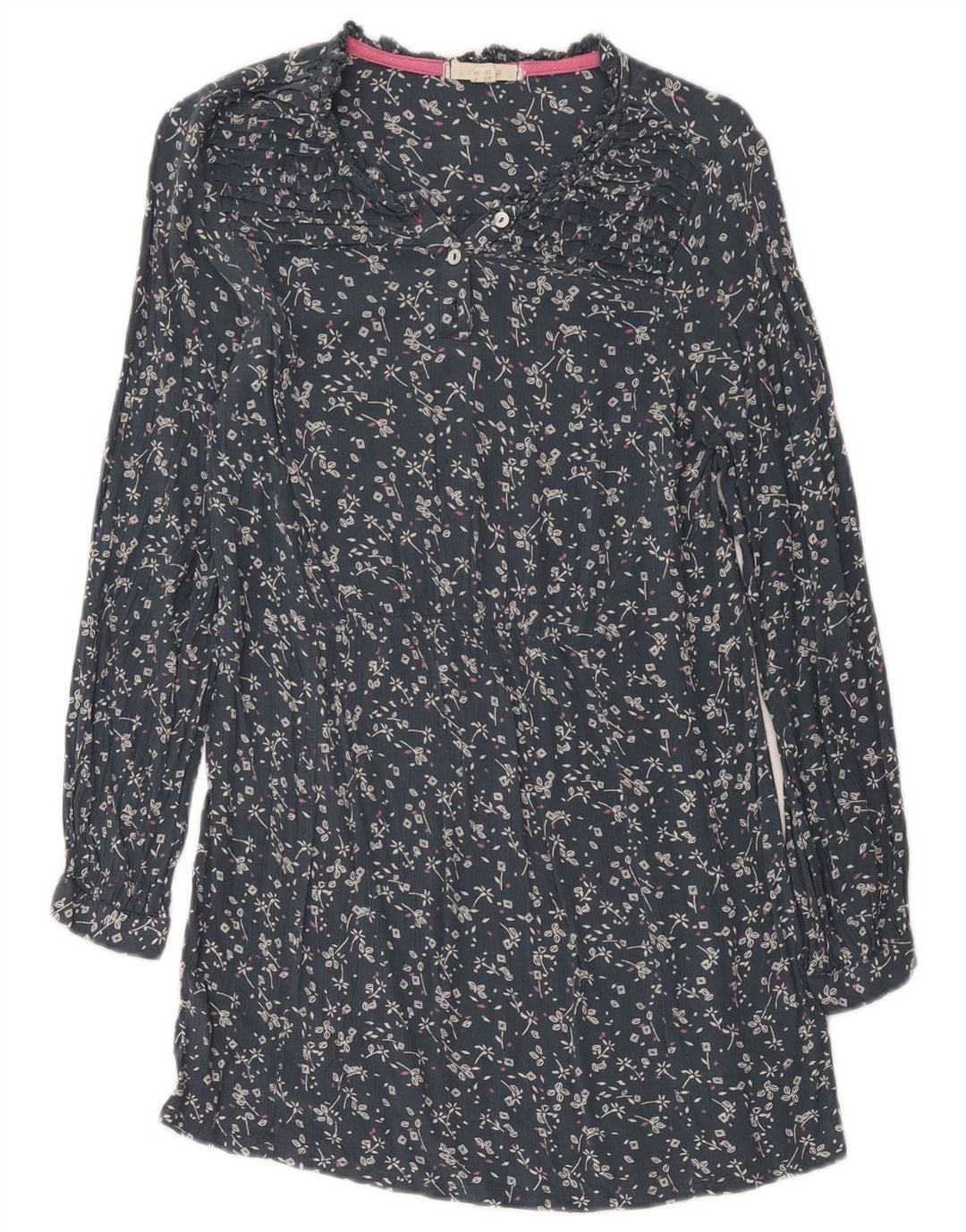 White Stuff Γυναικείο μακρυμάνικο φόρεμα Shift UK 8 Small Navy Blue Floral