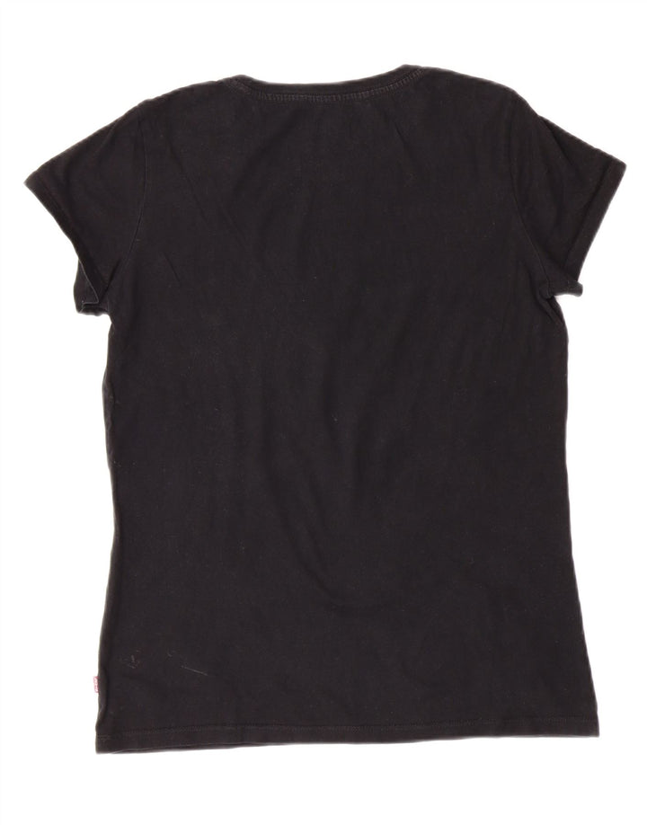 LEVI'S Womens Graphic T-Shirt Top UK 12 Medium Black Cotton Vintage Levi's and Second-Hand Levi's from Messina Hembry 