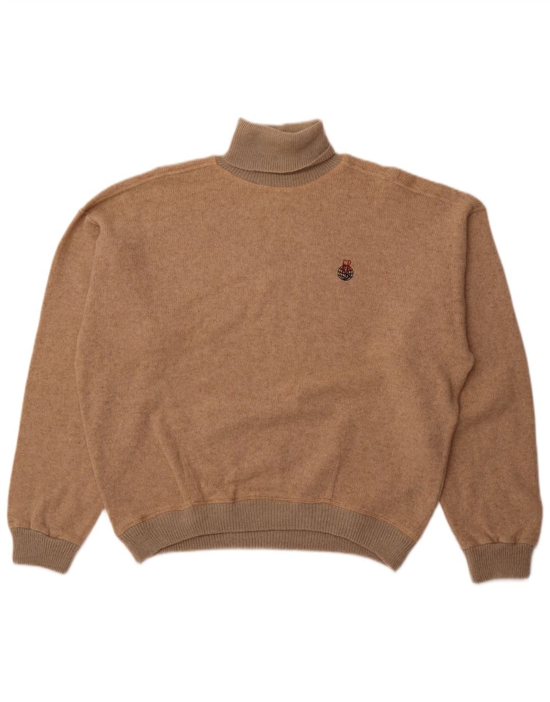 VINTAGE Γυναικείο πουλόβερ με ρολό λαιμόκοψη UK 18 XL μπεζ μαλλί