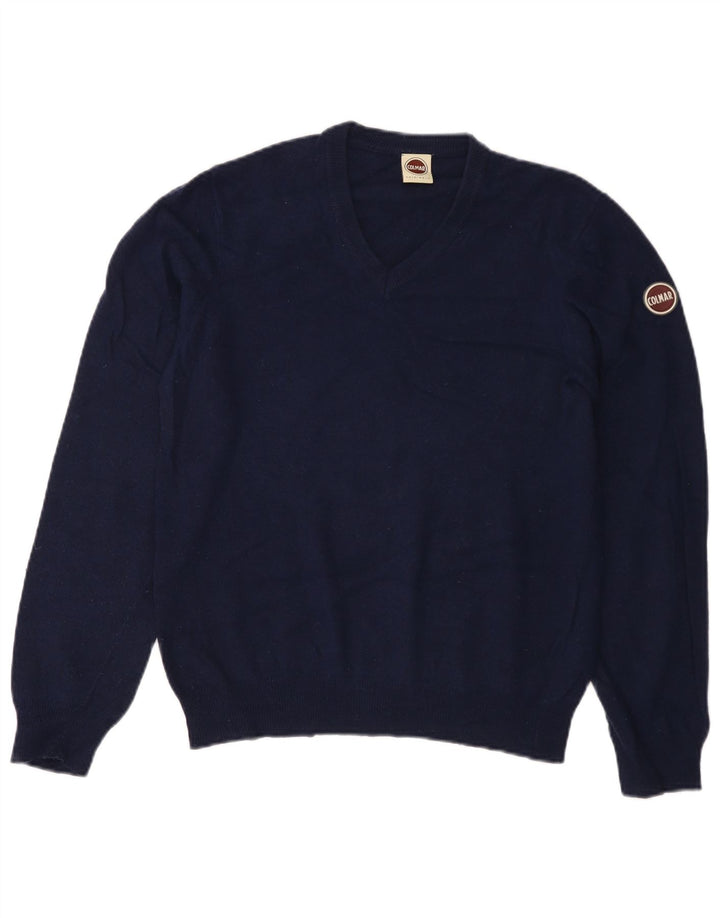 Γυναικείο πουλόβερ Colmar με V λαιμόκοψη UK 14 Medium Navy Blue Wool