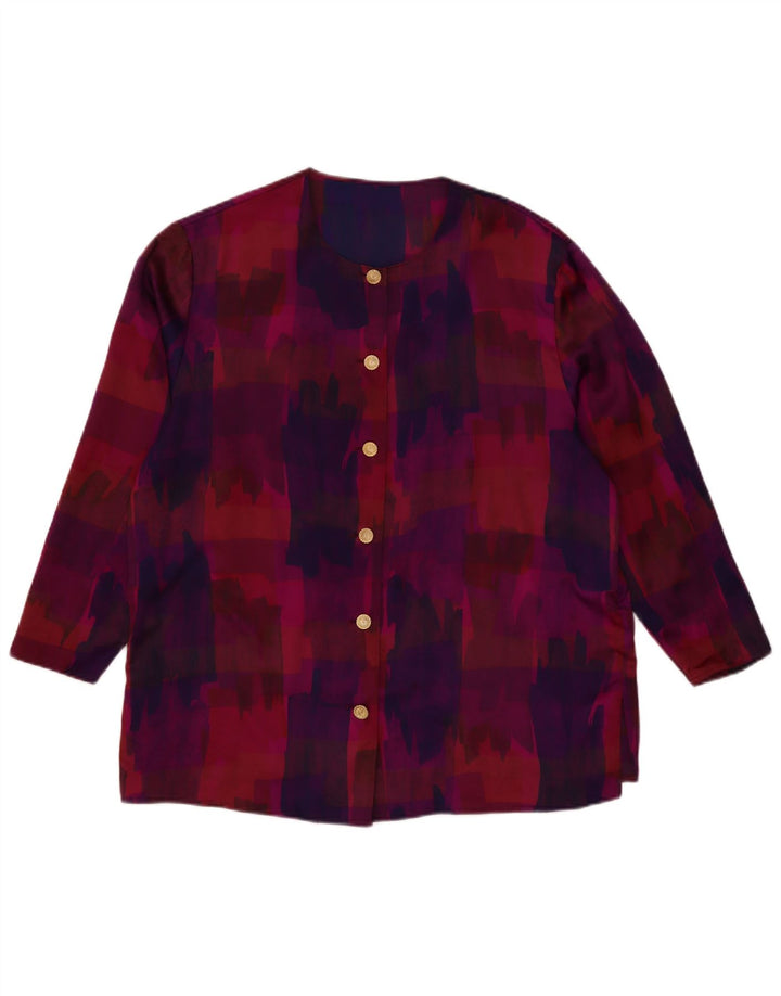 VINTAGE Γυναικείο Abstract Pattern 3/4 μανίκι Μπλούζα UK 18 XL Μωβ