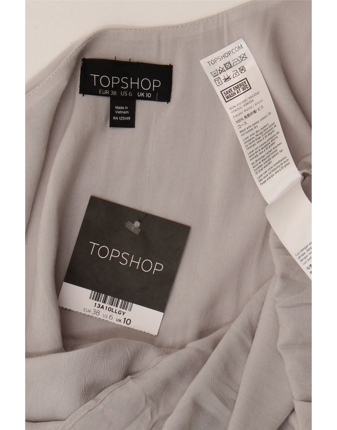 Topshop Womens Cami Top UK 10 Small Grey Viscose