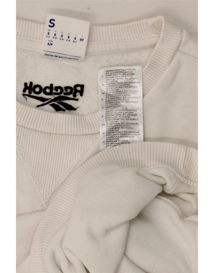 Γυναικεία φούτερ Reebok Graphic Crop Jumper UK 8/10 Small White Polyester